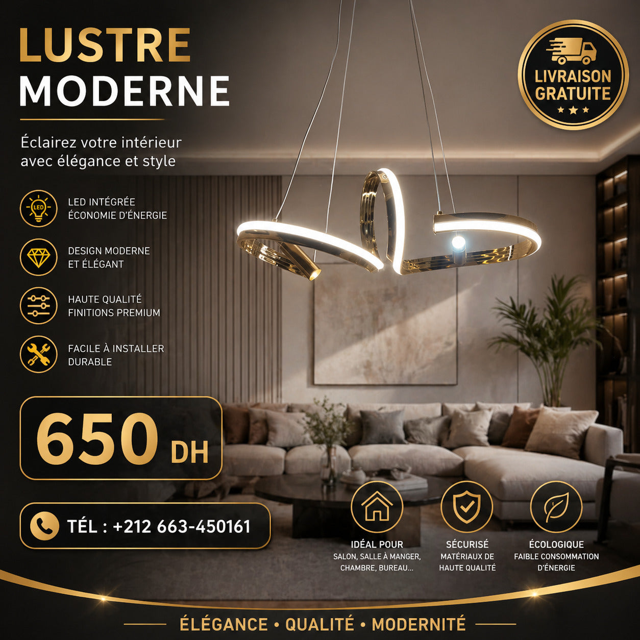lustre LED 60 cm