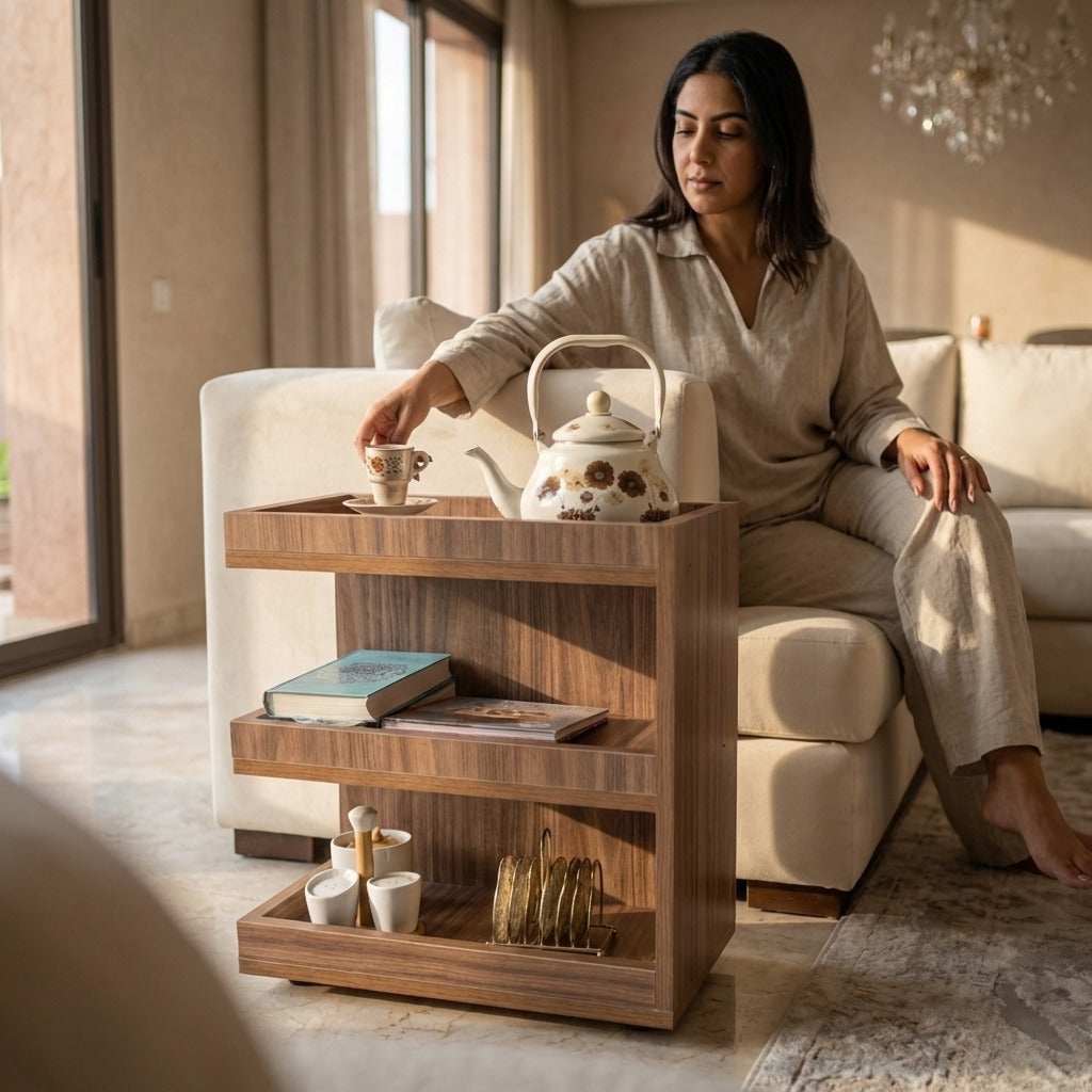 طاولة تقديم عصرية بتصميم خشبي